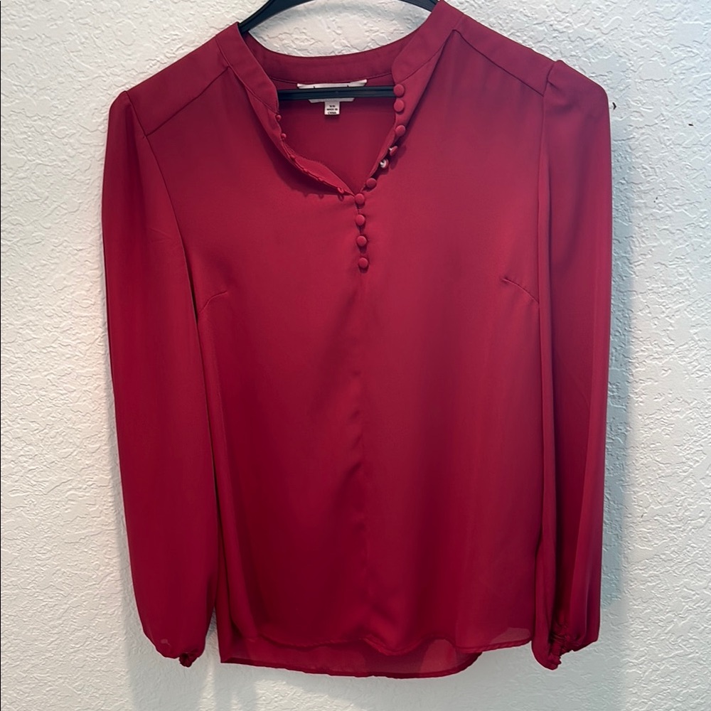 Nanette Lepore Red Blouse with Button Detail